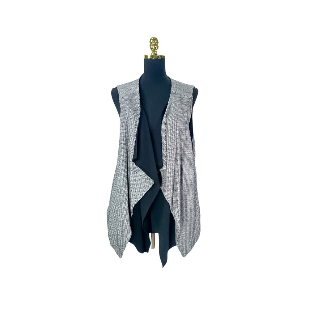 Lysse Black Grey Two Tone Open Front Sleeveless Vest Women's XL